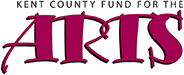 A logo of the Kent County Fund for the Arts with the word "Arts" in large bright letters