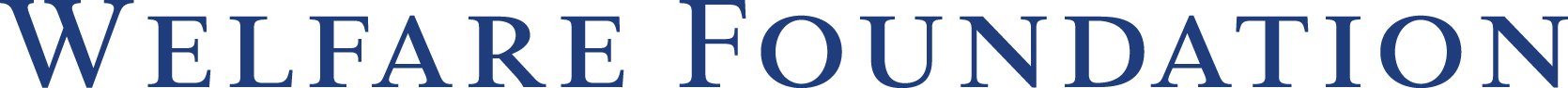 A logo for the Welfare Foundation in dark blue letters